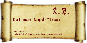 Kollman Napóleon névjegykártya